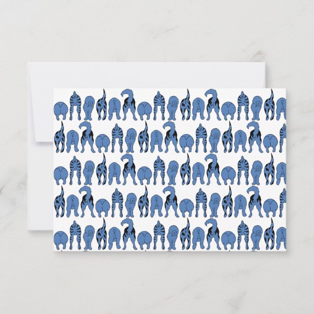 Blue Dog Butts Pattern Thank You Card (Front)