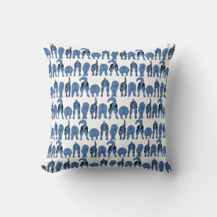 Blue Dog Butts Pattern Throw Pillow
