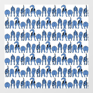 Blue Dog Butts Pattern Window Cling