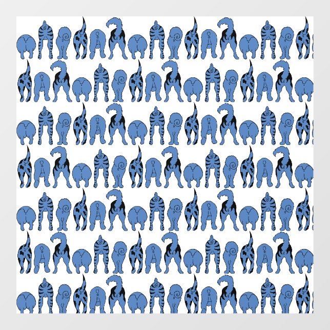 Blue Dog Butts Pattern Window Cling (Sheet)