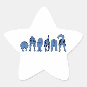 Blue Dog Butts Star Sticker