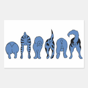 Blue Dog Butts Sticker