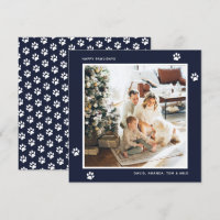 Blue Dog Cat Owner Paw Photo Happy Pawlidays Card
