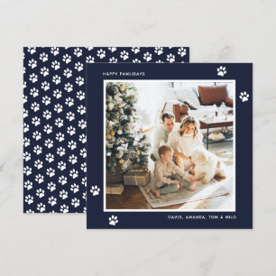 Blue Dog Cat Owner Paw Photo Happy Pawlidays Card