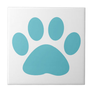 Blue Dog Cat Paw Print Tile