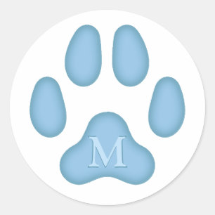Blue Dog Paw Print Personalized Pet Monogram Seal
