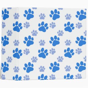 Blue Dog Paw Print Simple Animal Lover Puppies Binder