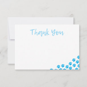 Blue Dog Paw Prints Dog Birthday Thank You Pet Card