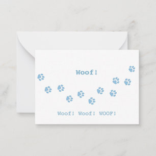 Blue Dog Paw Prints Pet Owner's Cute Personalized Card