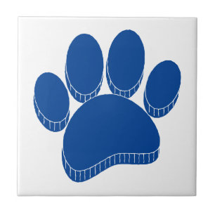 Blue Dog Pawprint Hand Drawn Custom Tile