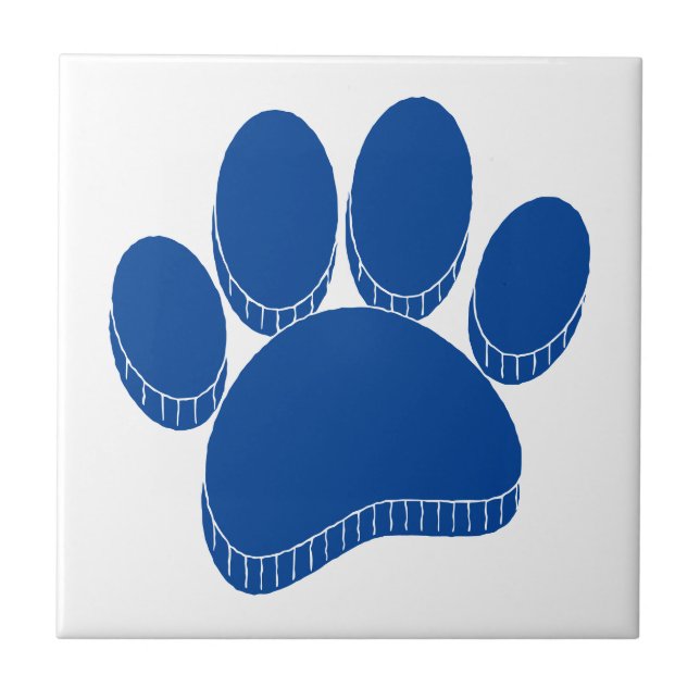 Blue Dog Pawprint Hand Drawn Custom Tile (Front)