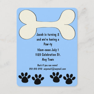 Blue Doggy Theme Birthday Invitation