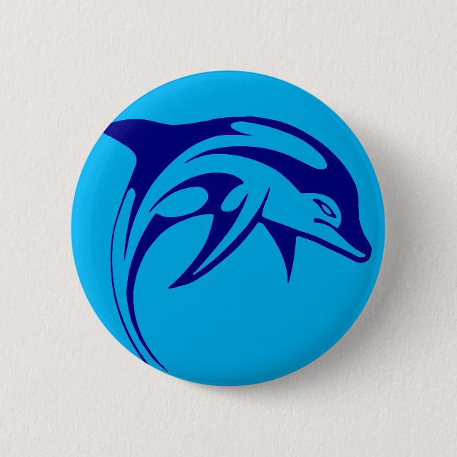 Blue dolphin 2 inch round button (Front)