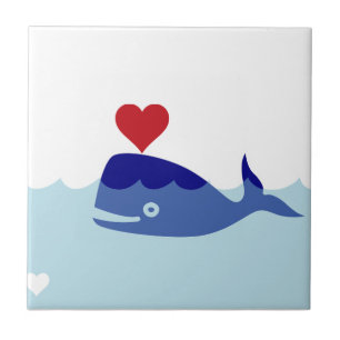 Blue Dolphin and Waves Tile