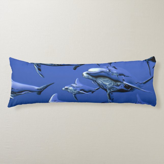 Blue Dolphin Body Pillow (Front)