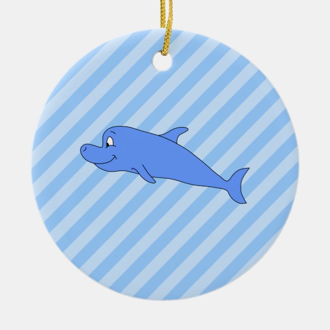 Blue Dolphin. Ceramic Ornament (Front)