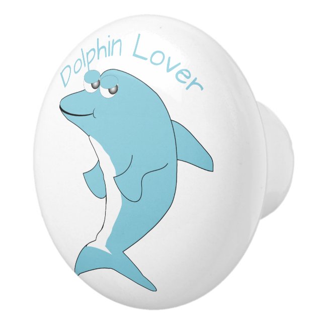 Blue Dolphin Design Personalised Ceramic Knob (Right)