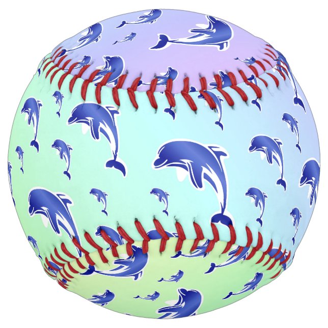 blue,dolphin, fish, nature, aquatic, design, beaut softball (Front)