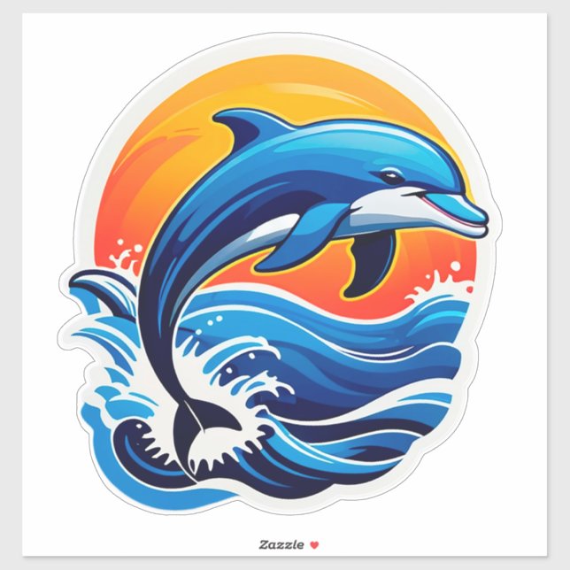 Blue Dolphin Jumping Over Ocean Waves (Sheet)