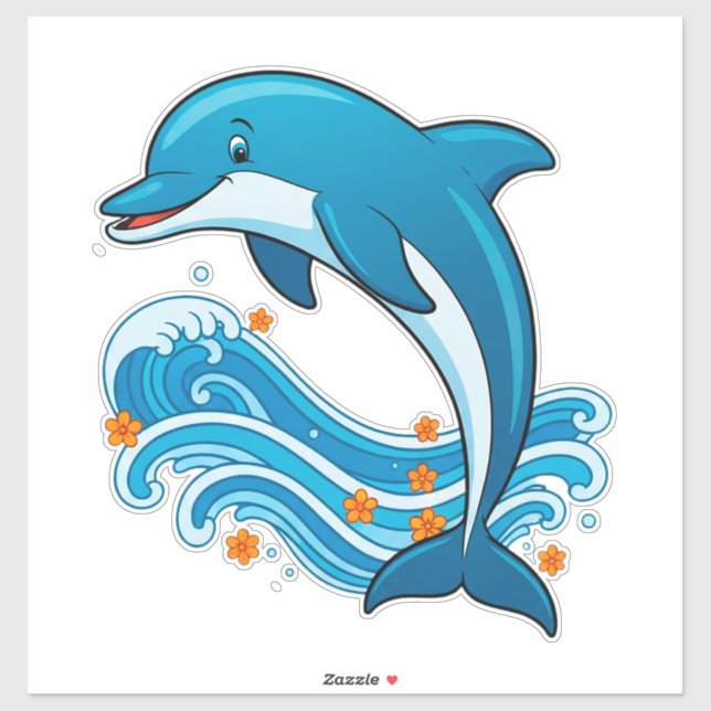 Blue Dolphin Jumping Over Ocean Waves (Sheet)