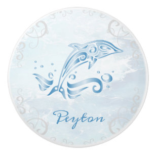 Blue Dolphin Personalized Ceramic Knob