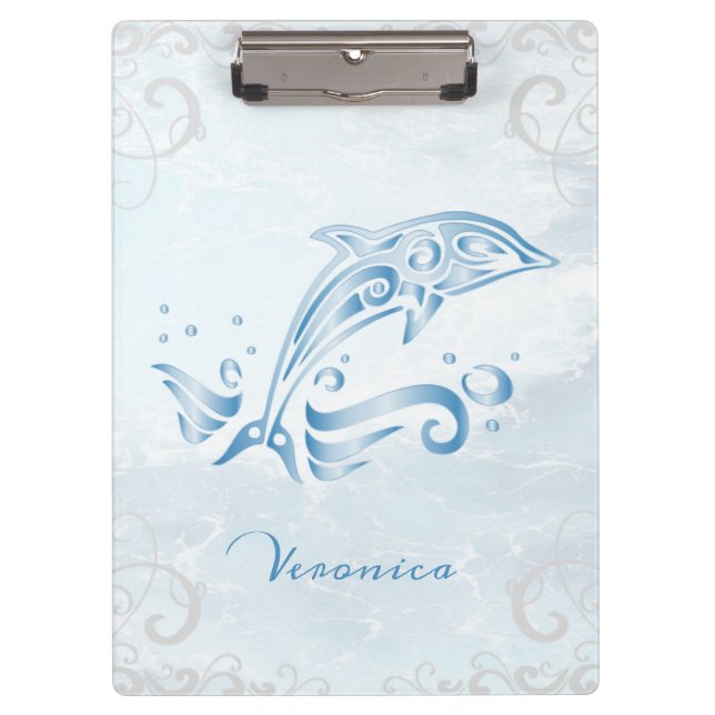 Blue Dolphin Personalized Clipboard (Front)