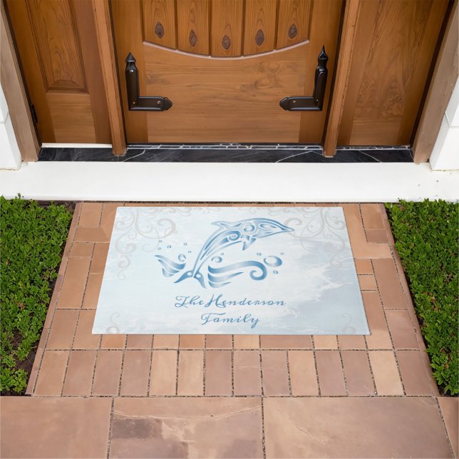 Blue Dolphin Personalized Doormat (Outdoor)