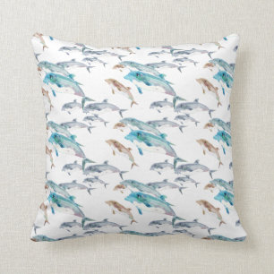 Blue Dolphin Throw Pillow