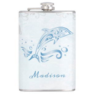 Blue Dolphin Vinyl Wrapped Flask