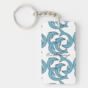 Blue Dolphins circling Thunder_Cove Keychain
