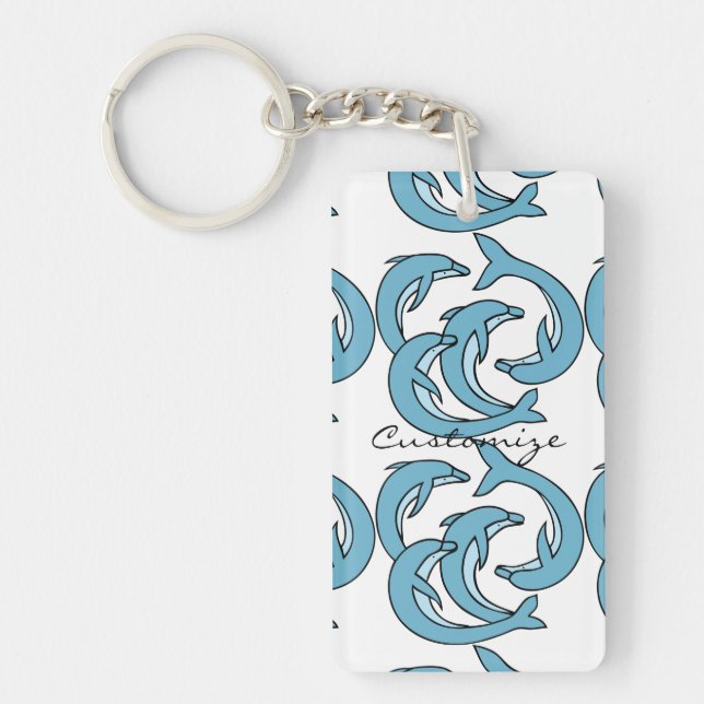Blue Dolphins circling Thunder_Cove Keychain (Front)