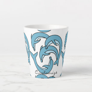 Blue Dolphins circling Thunder_Cove Latte Mug
