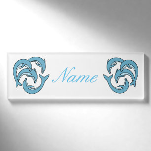Blue Dolphins circling Thunder_Cove Name Tag