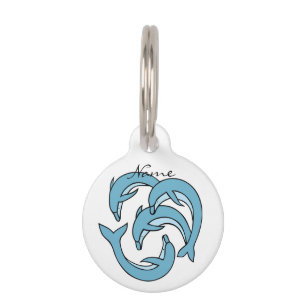 Blue Dolphins circling Thunder_Cove Pet Tag
