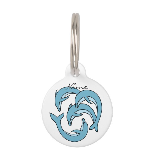 Blue Dolphins circling Thunder_Cove Pet Tag (Front)