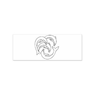 Blue Dolphins circling Thunder_Cove Rubber Stamp