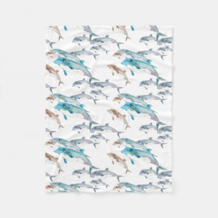 Blue Dolphins Fleece Blanket