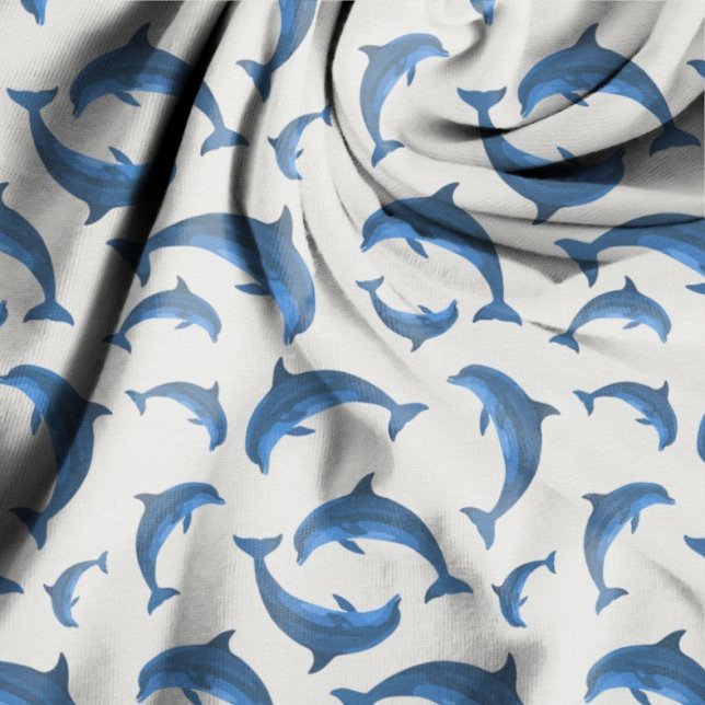Blue Dolphins Jumping Pattern on Grey Fabric (Creator Uploaded)