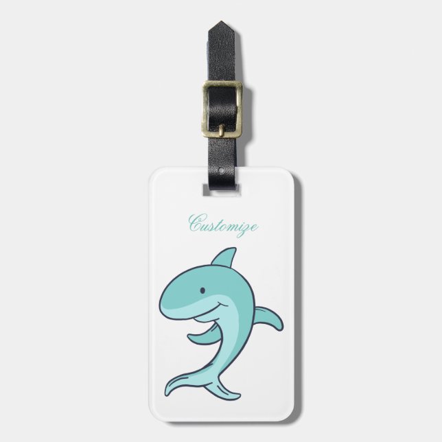 Blue Dolphins Leaping Thunder_Cove Luggage Tag (Front Vertical)