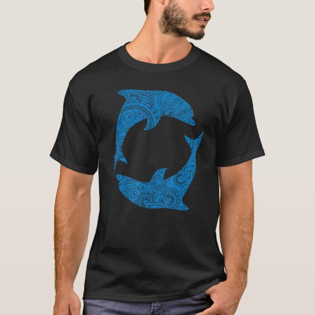 Blue Dolphins Mandala Top Summer Ocean Vibes Graph (Front)