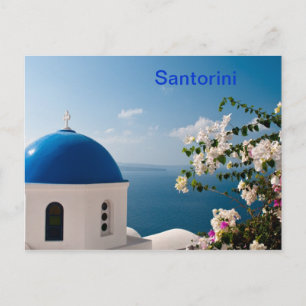 Blue dome in Santorini Postcard