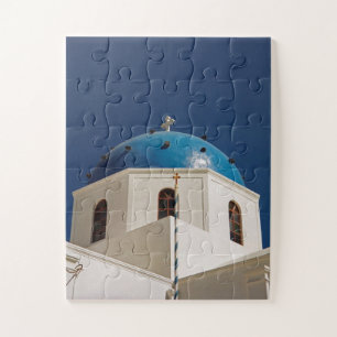 Blue dome, Santorini, Greece 30-pc Jigsaw Puzzle