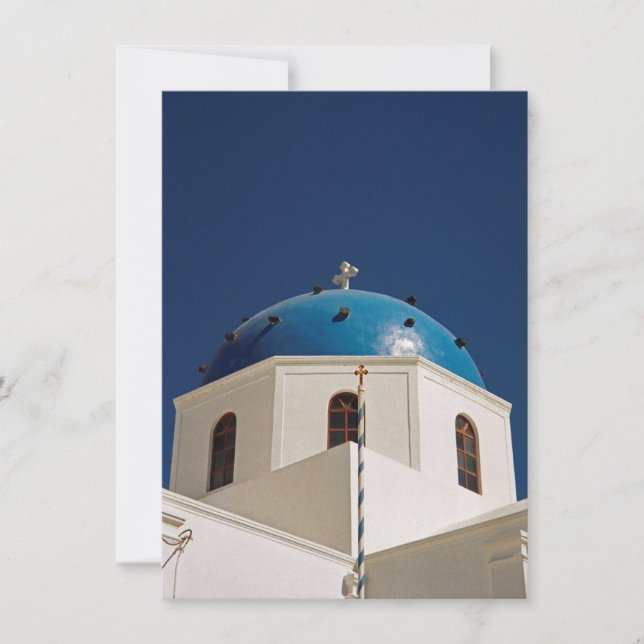 Blue dome, Santorini, Greece card (Front)