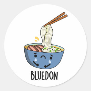 Blue-don Funny Udon Pun Classic Round Sticker