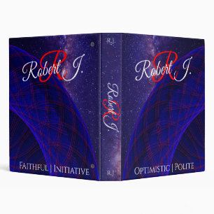 Blue Donuts In Outer Space Geometric Binder