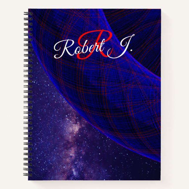 Blue Donuts In Outer Space Spiral Notebook (Front)