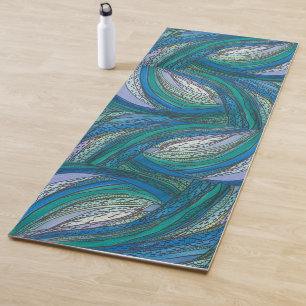 Blue doodle art Yoga mat