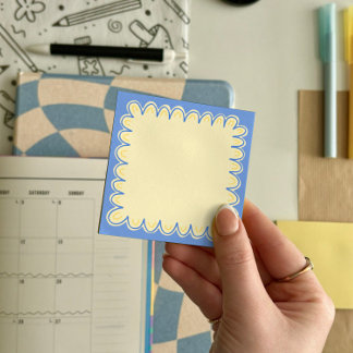 Blue Doodle Border Post-it Notes 7.6 x 7.6 cm