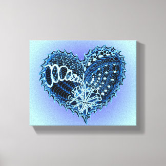 Blue Doodle Heart Canvas Print
