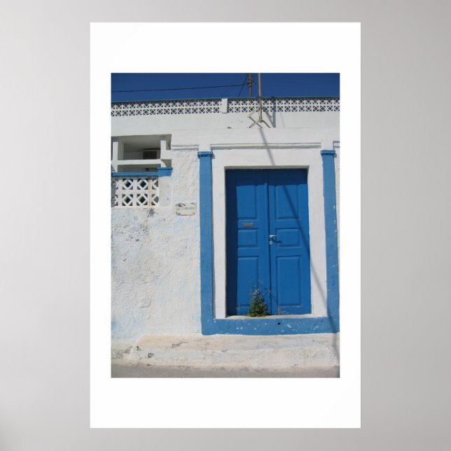 Blue door in Santorini Poster (Front)